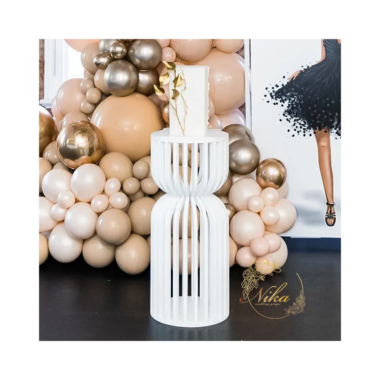 Cake Dessert Table Stand White Pedestal Column Plinths Cylinder Ripple Round Birthday Wedding Party