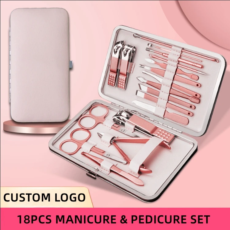 Stainless Steel Manicure Set 16 Pieces Private Label Nail Sets Beauty Manicure Pedicure Set