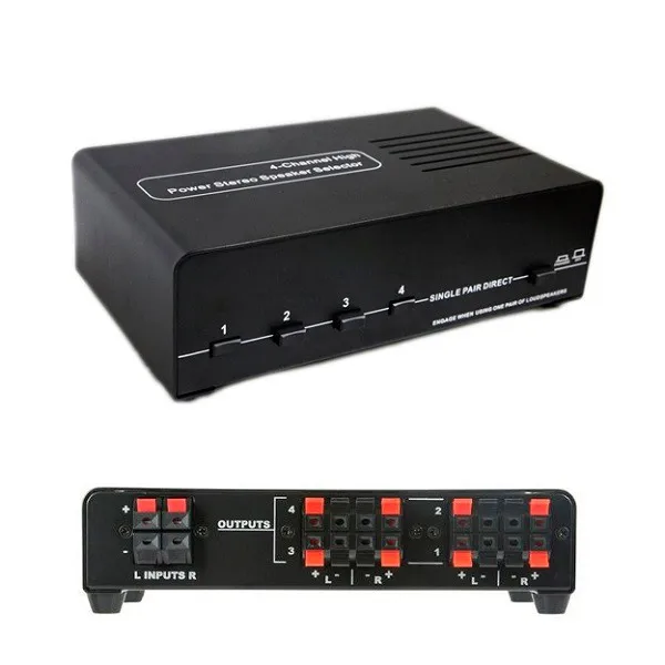 High power stereo speaker selector 4-channel 14 AWG 20Hz - 20KHz
