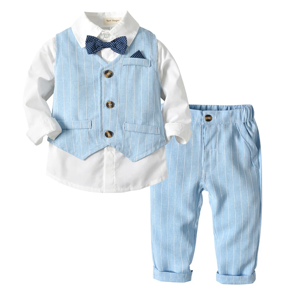 High quality baby boy three pieces suit formal blouse boys clothing sets