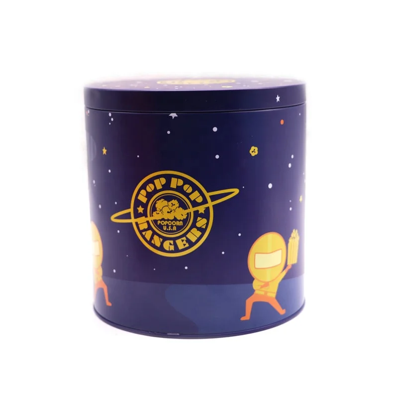 Hot Sales Food Safety Material Beautiful Tall Round Gift Tin Can Gift Tin Canister