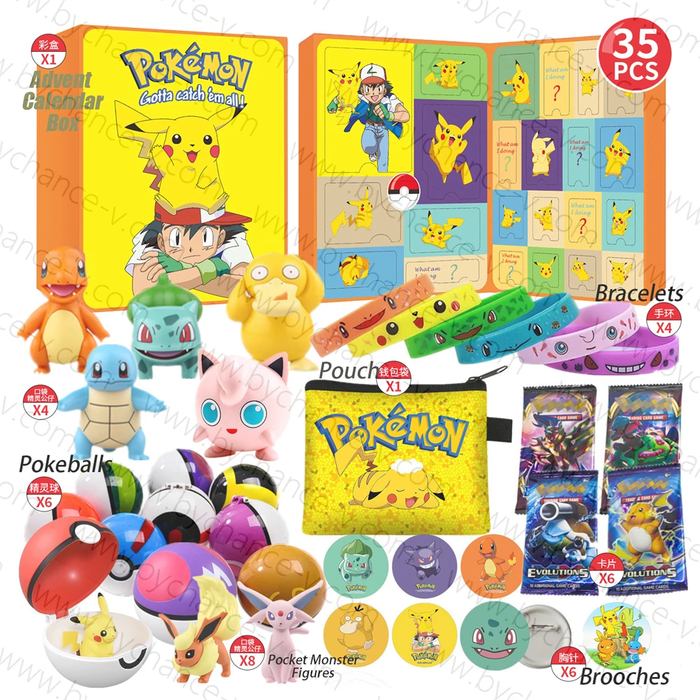 Advent Calendar with pocket monsters accessories set mystery box toy best Christmas gift Luxury New Year gift for kids