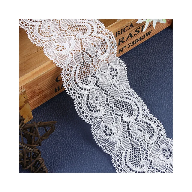 Wholesale Polyester French  Elastic Stretch Jacquard Lace Trimming ribbon For Lingerie Bra