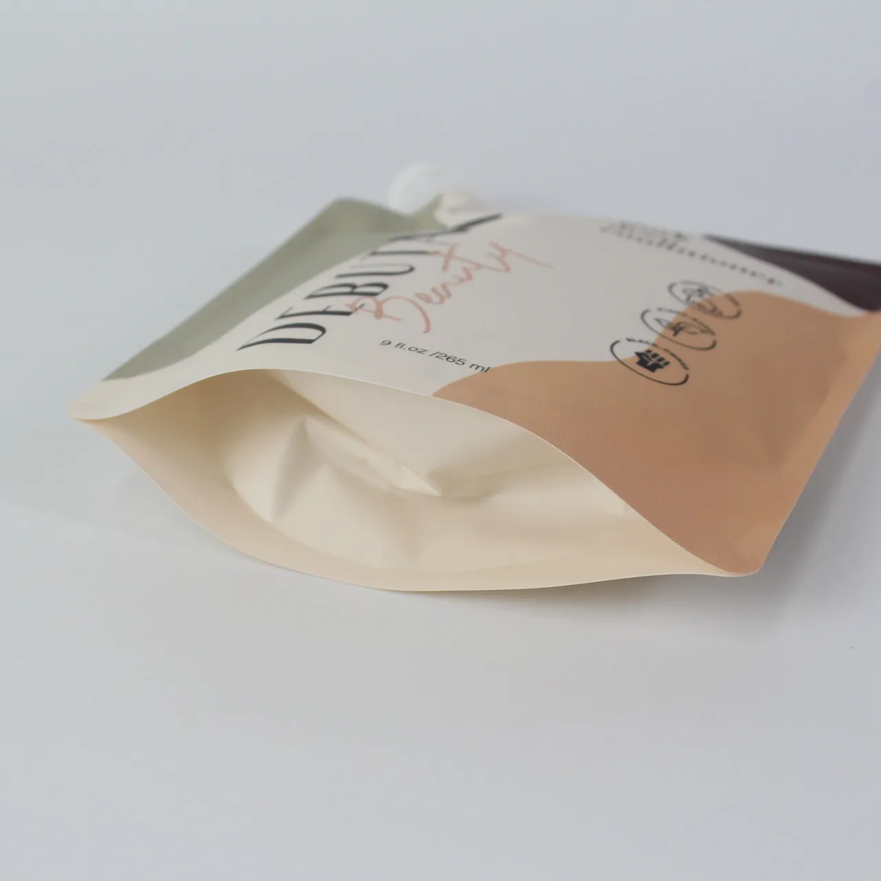 Food grace matte white plastic liquid clear drink juice stand up pouch bag with corner spout