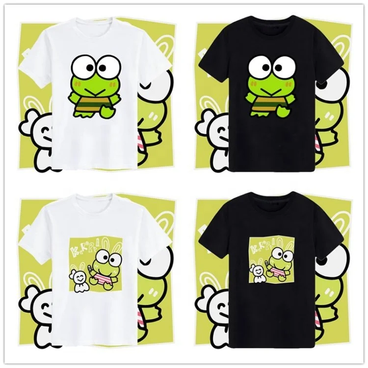Sanrioed Big Eye Frog keroppi clothes T-Shirts Tees T Shirt cute Summer Clothes For Women Y2k Girls Anime Female Clothing Tops