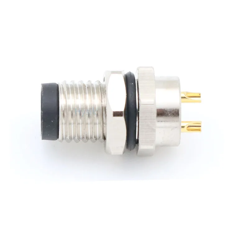 M8 2 pin connector straight male flange socket waterproof rear mounting connector for sensor
