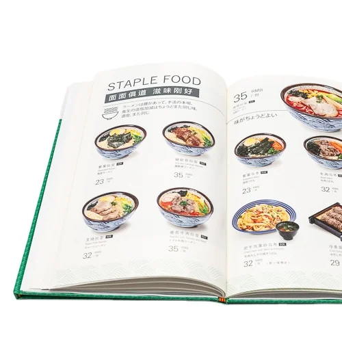 China Factory Custom Blank Hardcover Cook Book Printing Restaurant Menu Printing Service