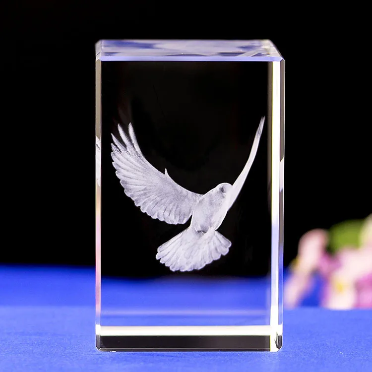 3d Laser Engraving Crystal Cube Sublimation Crystal Animals Dove Souvenir Crafts Valentine Wedding Ornaments gifts