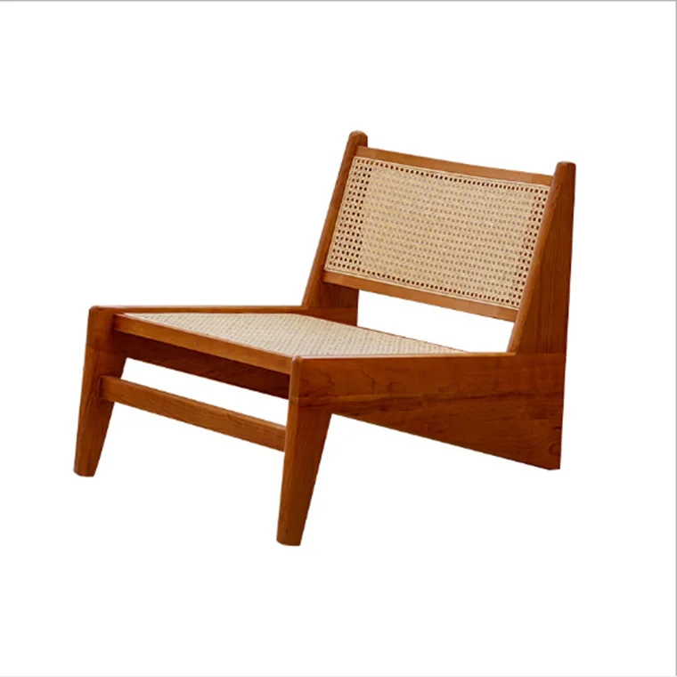 
2021 New Design Relax Armless Chandigarh Chair Recliner Chair with Rattan Surface Pierre Jeanneret Chandigarh Leisure Chair 