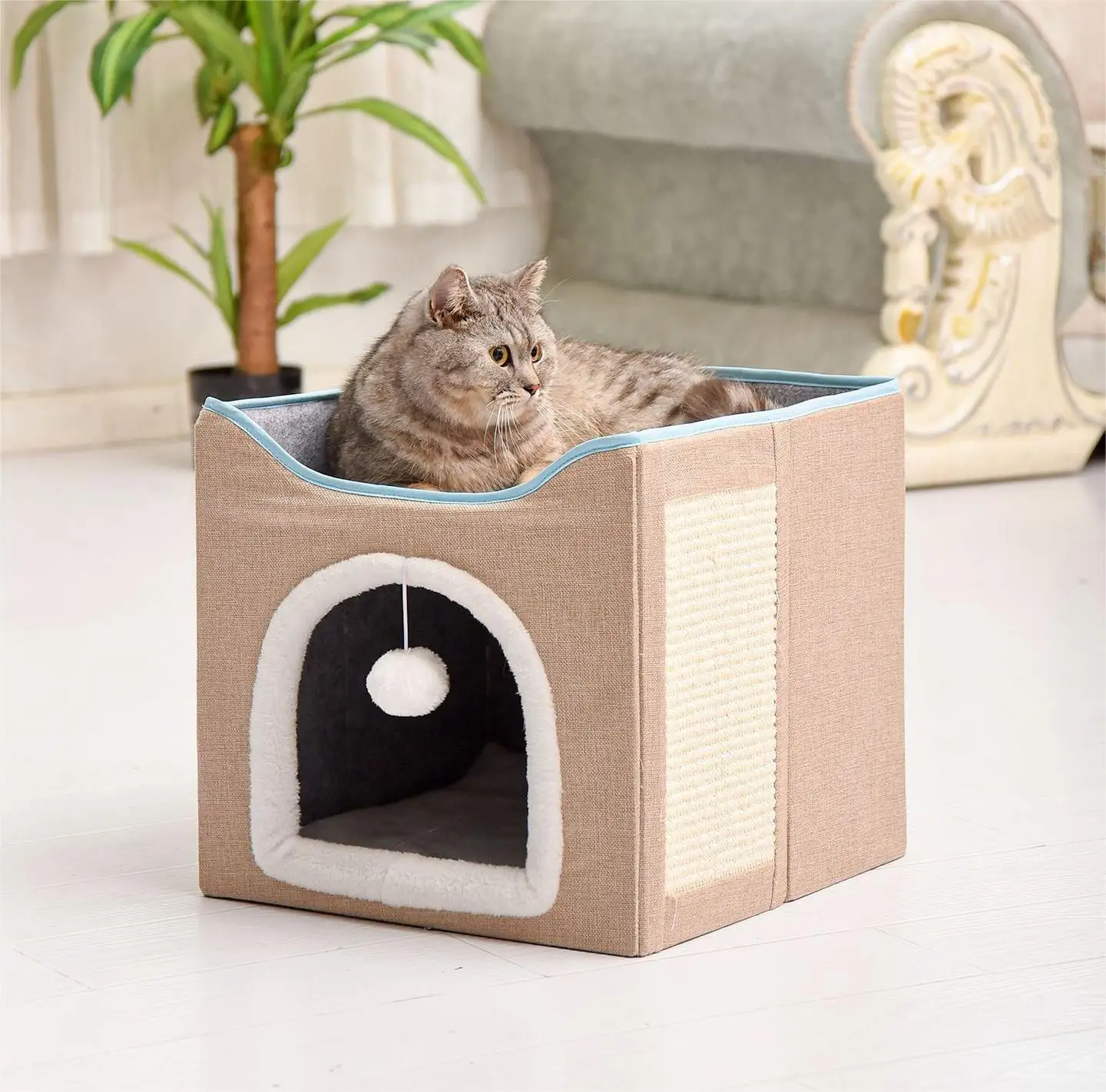 Dropshipping Bed Cat Portable Semi-closed Pet Sleeping Bed Cattery Cage Collapsible Bed For Cats