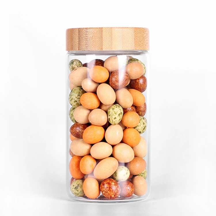 customized storage honey jam nuts candy coffee beans bamboo screw lid glass jar
