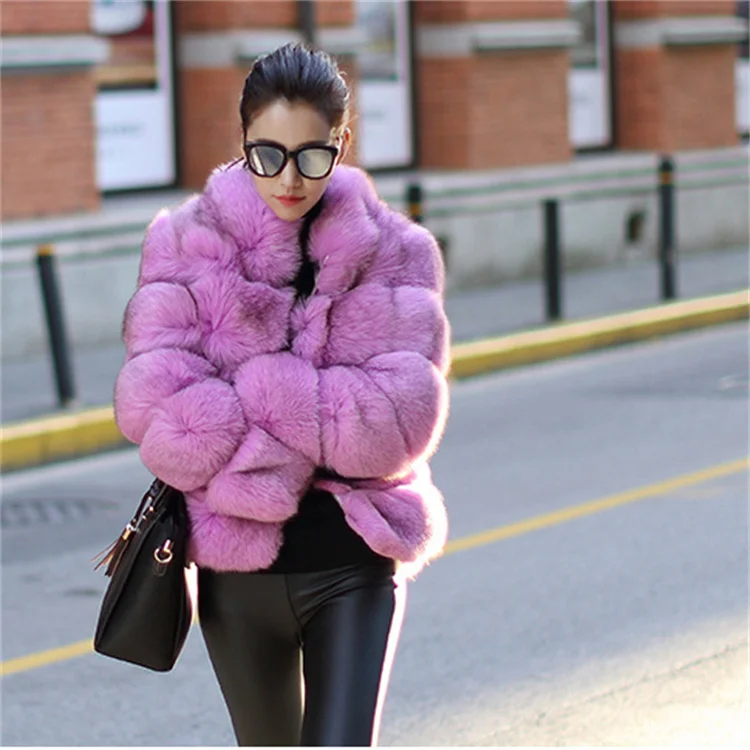 Factory Direct Sales Charming Winter Women Stylish Imitation Fox Fur Overcoats