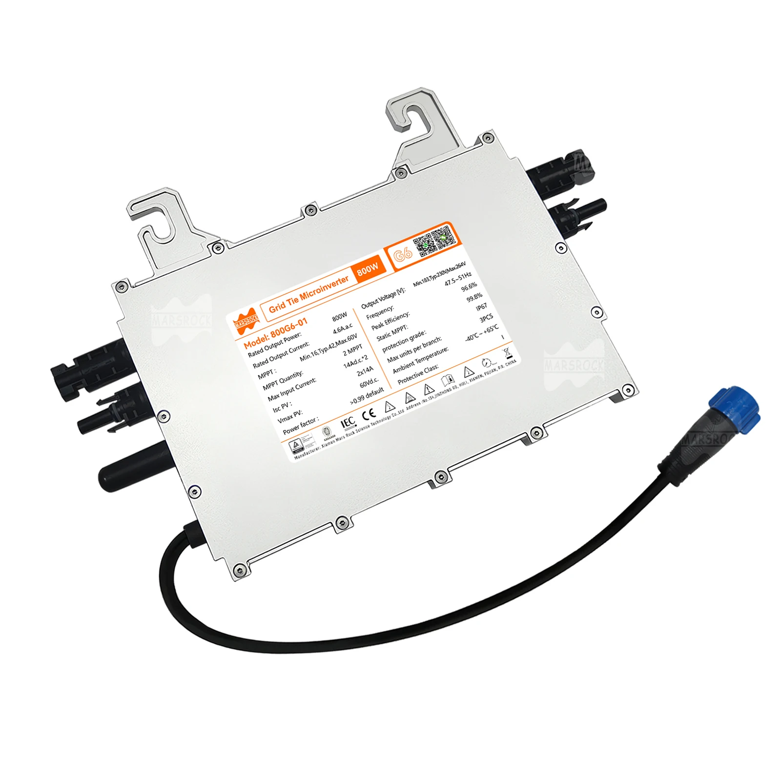 Hot Selling MarsRock Inverter IP67 1000W 2 MPPT Input 2 *17A Sub-1G CE/ROHS/FCC  Grid Tie Micro Inverter For Home Use
