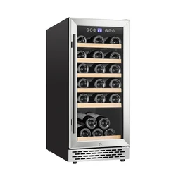 32 Bottles 100L Single Zone Wine Cooler Built in Glass Door Wine And Beverage Coolers Small Wooden Wine Cellar