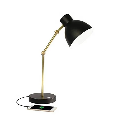 
Gold Desk Lamp with LED Bulb Adjustable, Antique Brass Metal Table Lamp Marble Base, Adjustable Modern Reading Lamp Office 