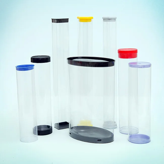 Custom Packaging Soft Empty Eco-friendly Plastic Tube, transparent packaging cylinder tube containers with lids