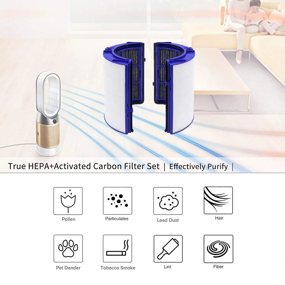 Air Purifier Parts Activated Carbon Cartridge Air HEPA Filter Replacement for Dysons TP06 HP06 PH01 PH02