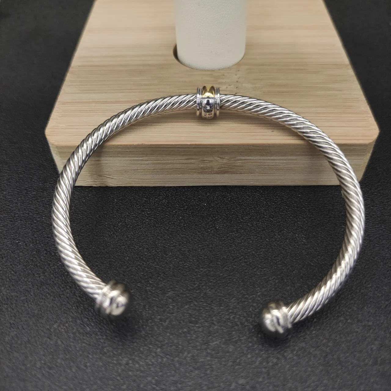 David Yarmans 925 Silver Industry and Trade Integrated Ins 4mm Single Bead Color Separation Inlaid Zircon Bracelet Jewelry