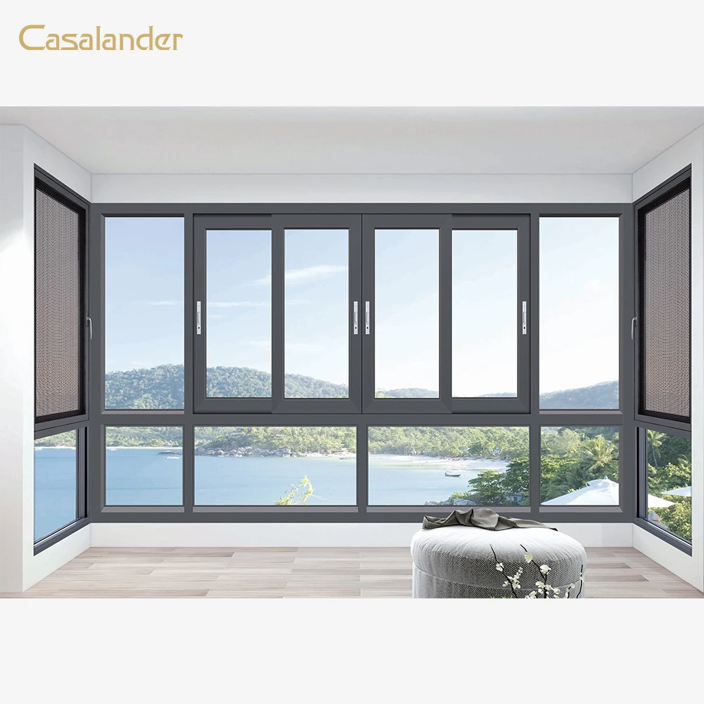 CASALANDER Custom Modern Sliding Window Heat Insulation System Aluminium Alloy Windows Soundproof Large Tempered Glass For House