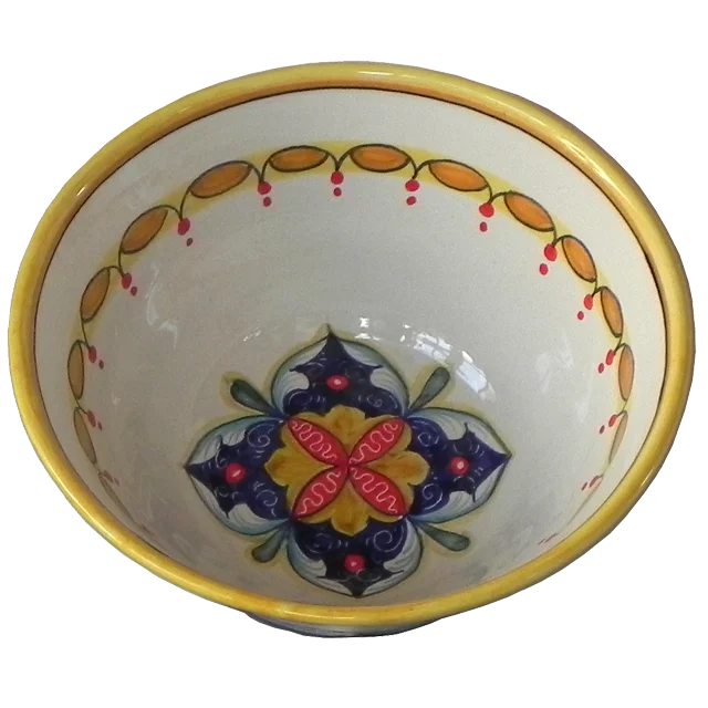 20CM / 7.8IN CERAMIC ROUND BOWL WITH RENAISSANCE DESIGN HANDMADE IN ITALY BOLO CON DISEGNO RINASCIMENTO 20CM HANDMADE IN ITALY