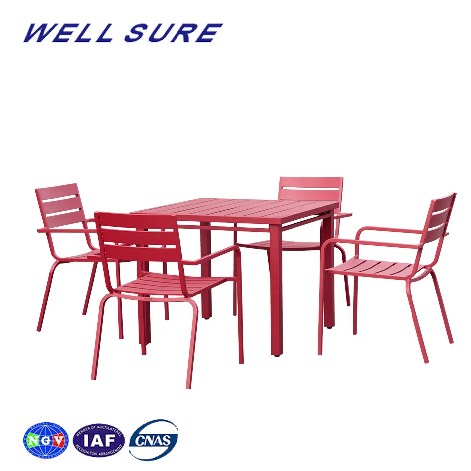 High Quality Metal Aluminum Hotel Home Luxury Dining Room 4 Chairs Dining Table Set