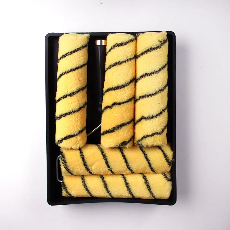 Paint Roller Tray Professional Roller Brush with 5 Replaceable Paint Roller Sleeve Black plastic Tray