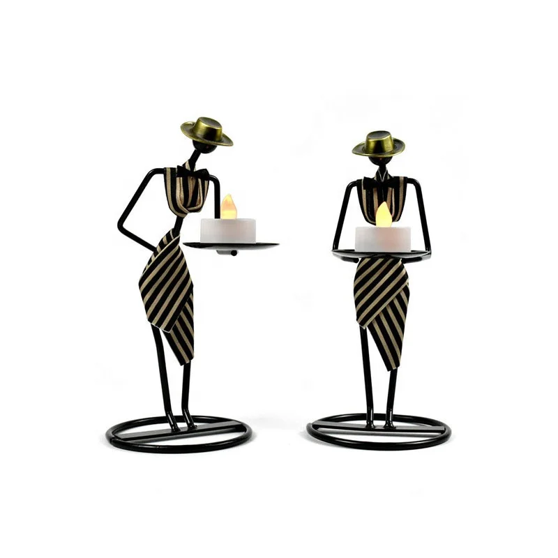Creative western style etiquette waiter character candle holder home hotel restaurant decorations