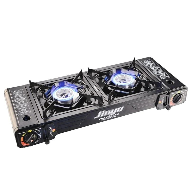 JINYU Two Burners Gas Stove Gas Cooktops Cooking Stove Portable Butane Gas Stove Cake Machine