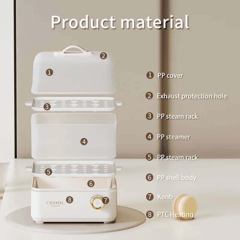 New Arrivals Egg Steamer Automatic Egg Cooker Double Layer Electric Egg Boiler Rapid