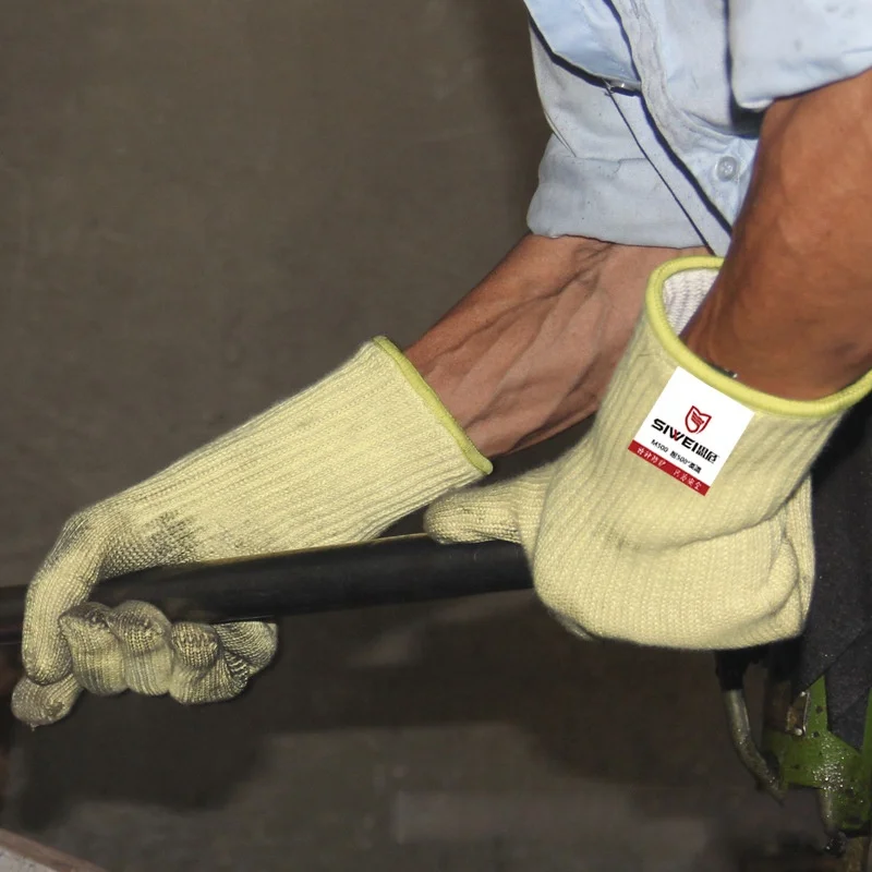 Custom durable high temperature and fire resistant multi-purpose seamless knit En388 thermal and prick-proof aramidst cut gloves