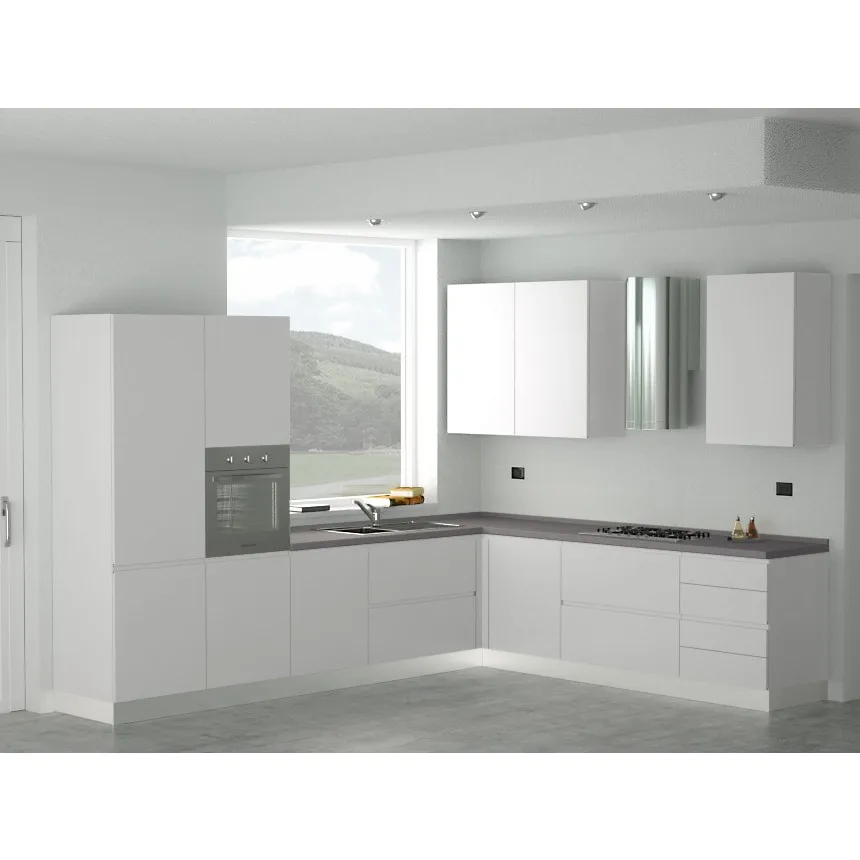 Australian apartment project high gloss 2 pac white kitchen furniture cabinet