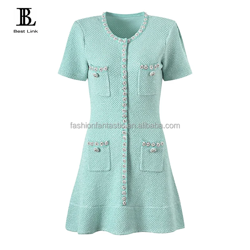 High Quality Ladies Wool Dress Tiktok Hot Sell Dresses Stock Wholesale Women A-line Sweater Dress