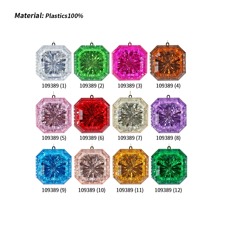New Clear Jewel Crystals Ornaments Acrylic Diamonds Rhinestones Emerald Gemstone Shape Christmas Tree Hanging Decorations