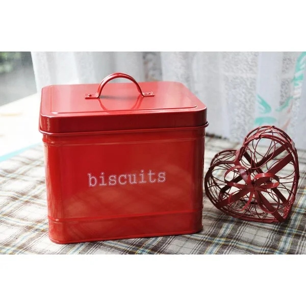 Vintage Food Storage Canister Tin With 3 Layers Galvanized Round Cake Container Metal Cookie Canister