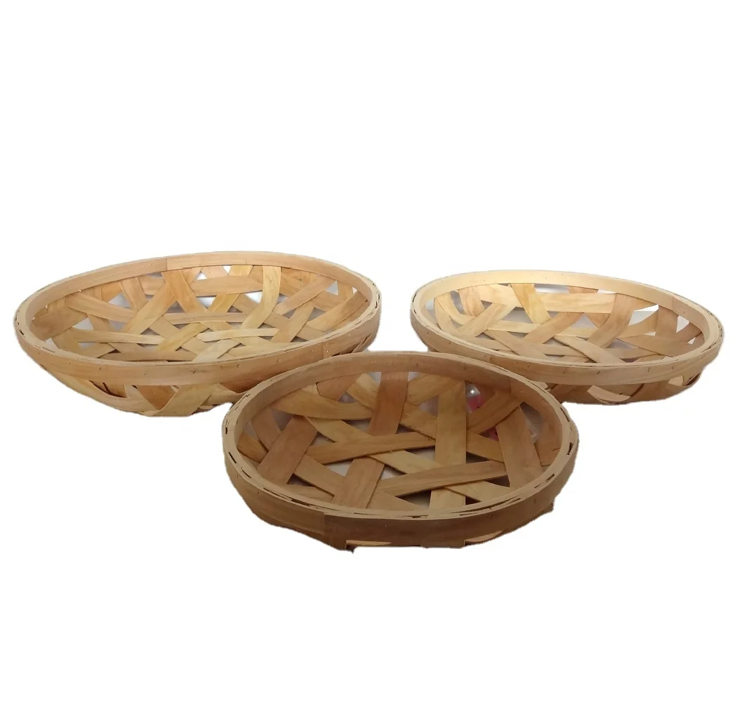 
handmade weaving storage fruit and vegetable wood basket natural wood slice planter pot for home decoration 