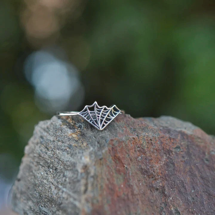 Gothic Punk Rock Cosplay Spiderman Unisex Halloween Jewelry Dark Series Hollow 925 Sterling Silver Spider Web Rings Men