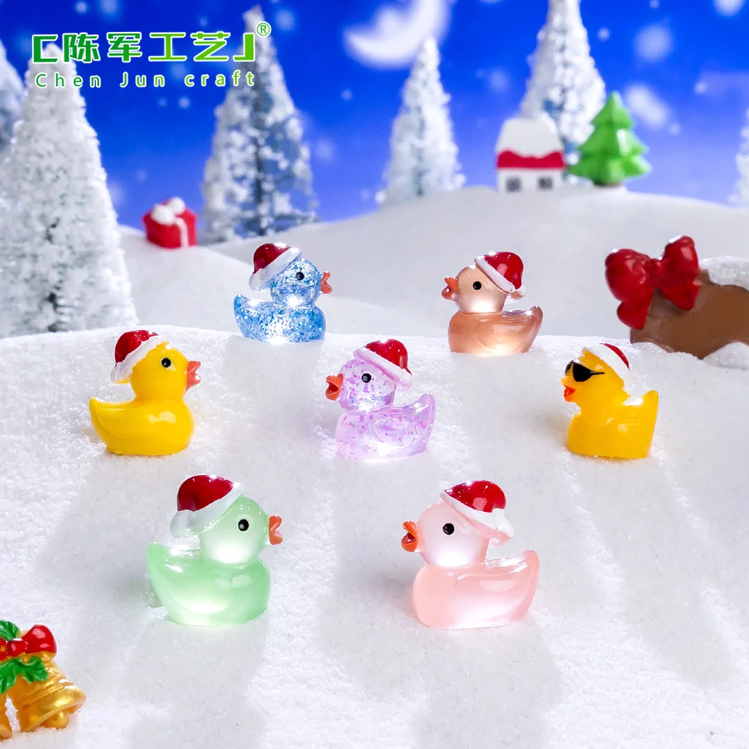 New landscape fine flash luminous Christmas Yellow duck DIY decorative accessories mini ornaments