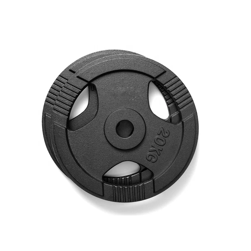 Gym Metal Weight Plate Commercial Use High Quality Weight Lifting Fitness 3-Grip Cast Iron Weight Plates