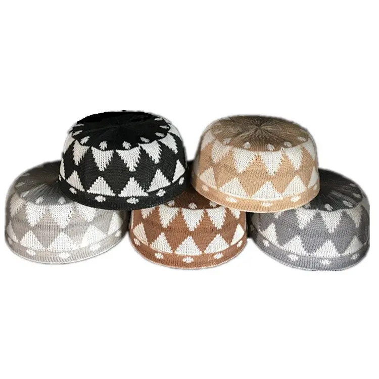 2022 wholesale cheap white boys men muslim baotou hat cap knitting kufi topi crochet taqiyah prayers cap man islamic hijab hat