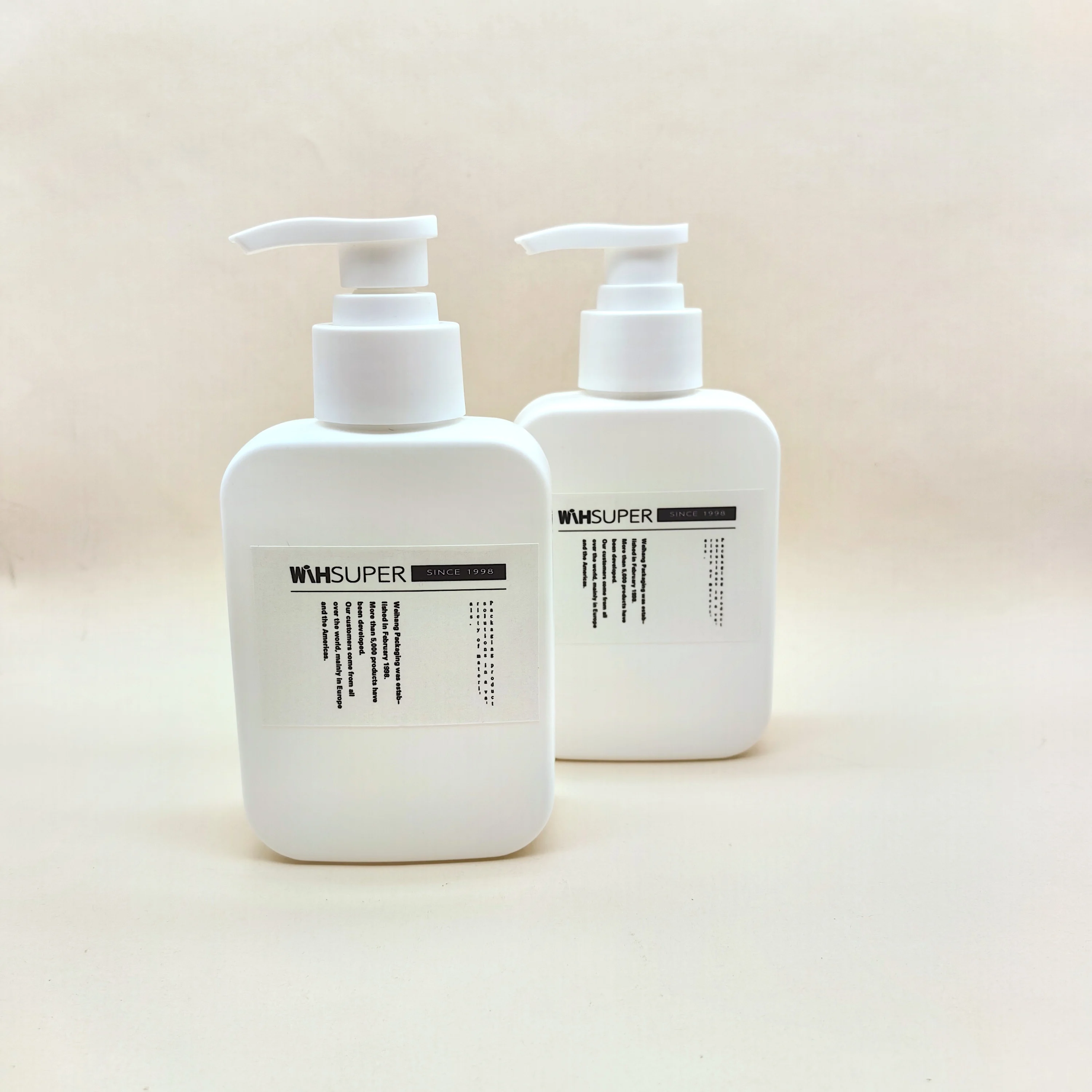 Manufacturer Wholesale HDPE 150ml Washing Lotion Bottle White square Plastic Dispenser Black Simple Press Shampoo