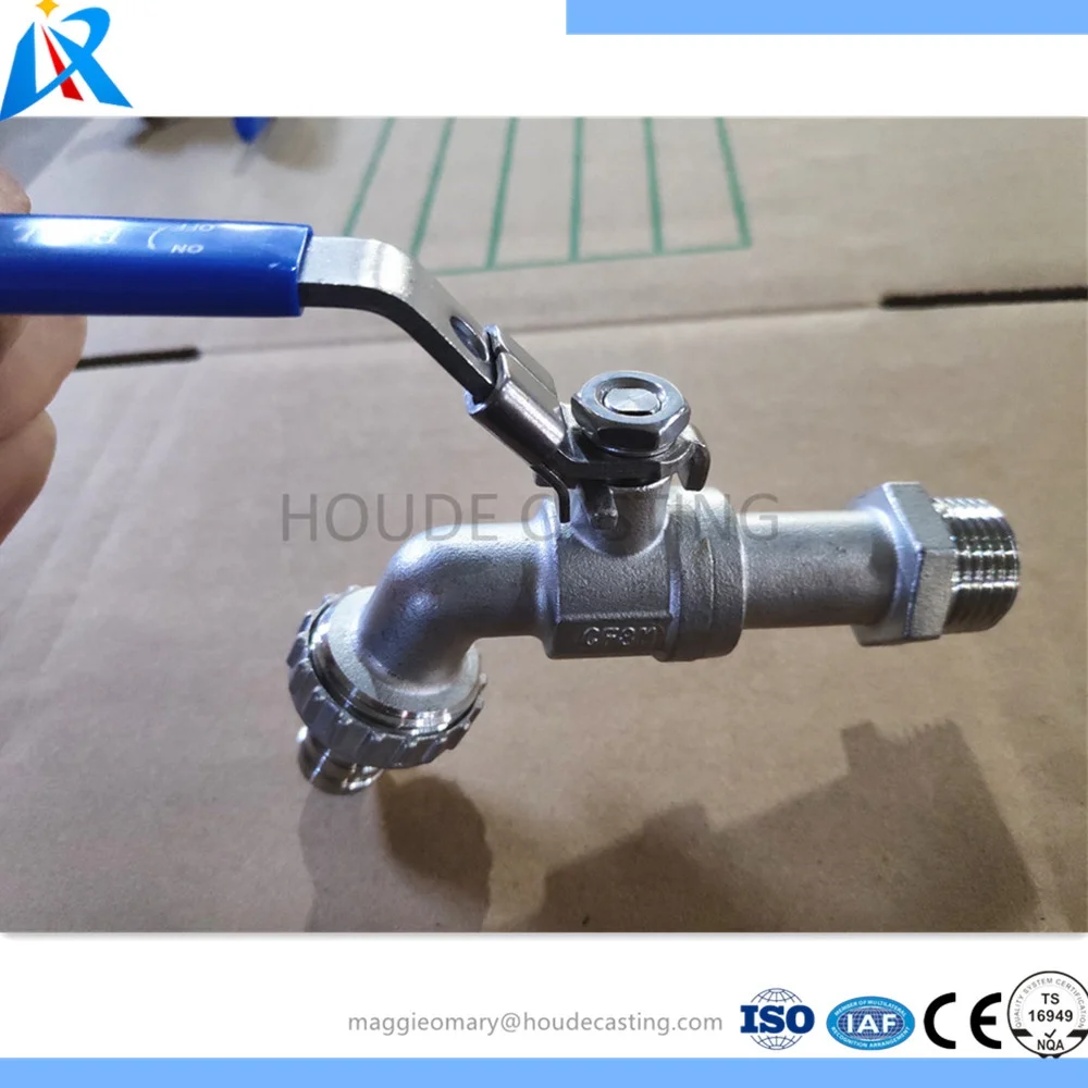 
manufacturer provided PED CE approved with test cert. acc. to EN 12266`stainless steel bibcock ball valve for plumbing 
