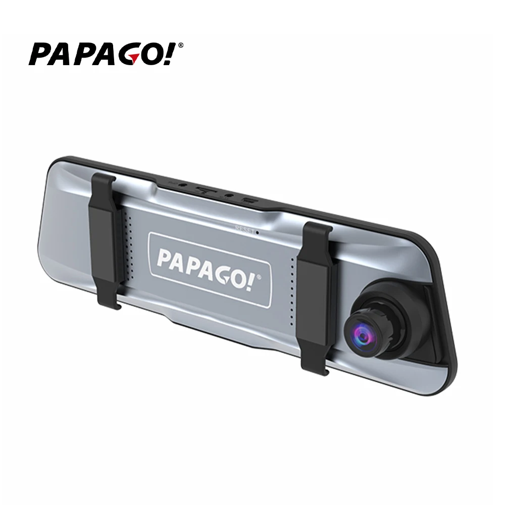 Large IPS Touch Screen Streaming Media PAPAGO F200 Reverse Image Camera 1080P HD Rearview Mirror for Cars