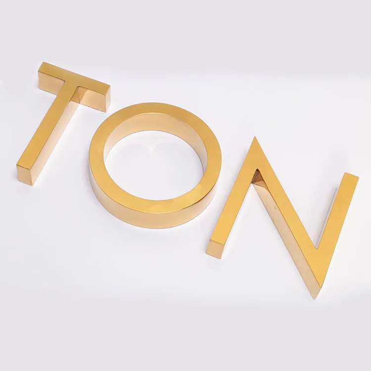 custom laser cut stainless steel wall mount brass signage 3d logo metal indoor brand gold metal letter logo sign board