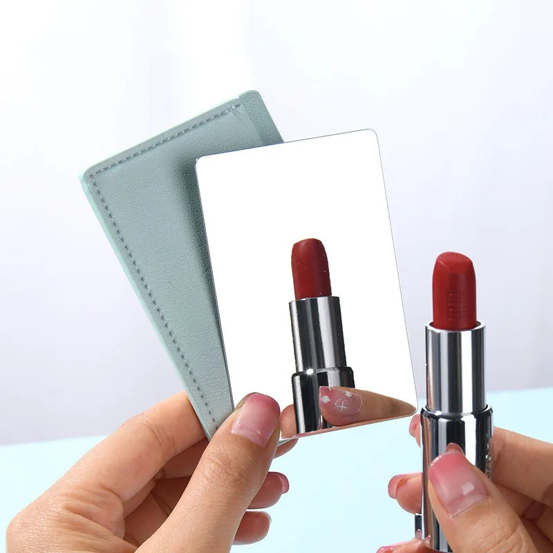 SAIYII Wholesale Rectangle Pull-out Design Travel Makeup Stainless Steel Mirror Custom Your Brand Logo With Pu Leather Case