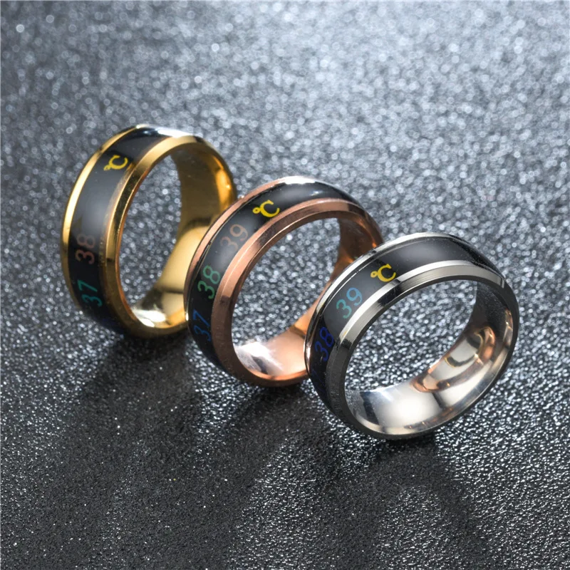 Intelligent Temperature Sensitive Rings Titanium Steel Temperature Ring For Unisex Waterproof Jewelry