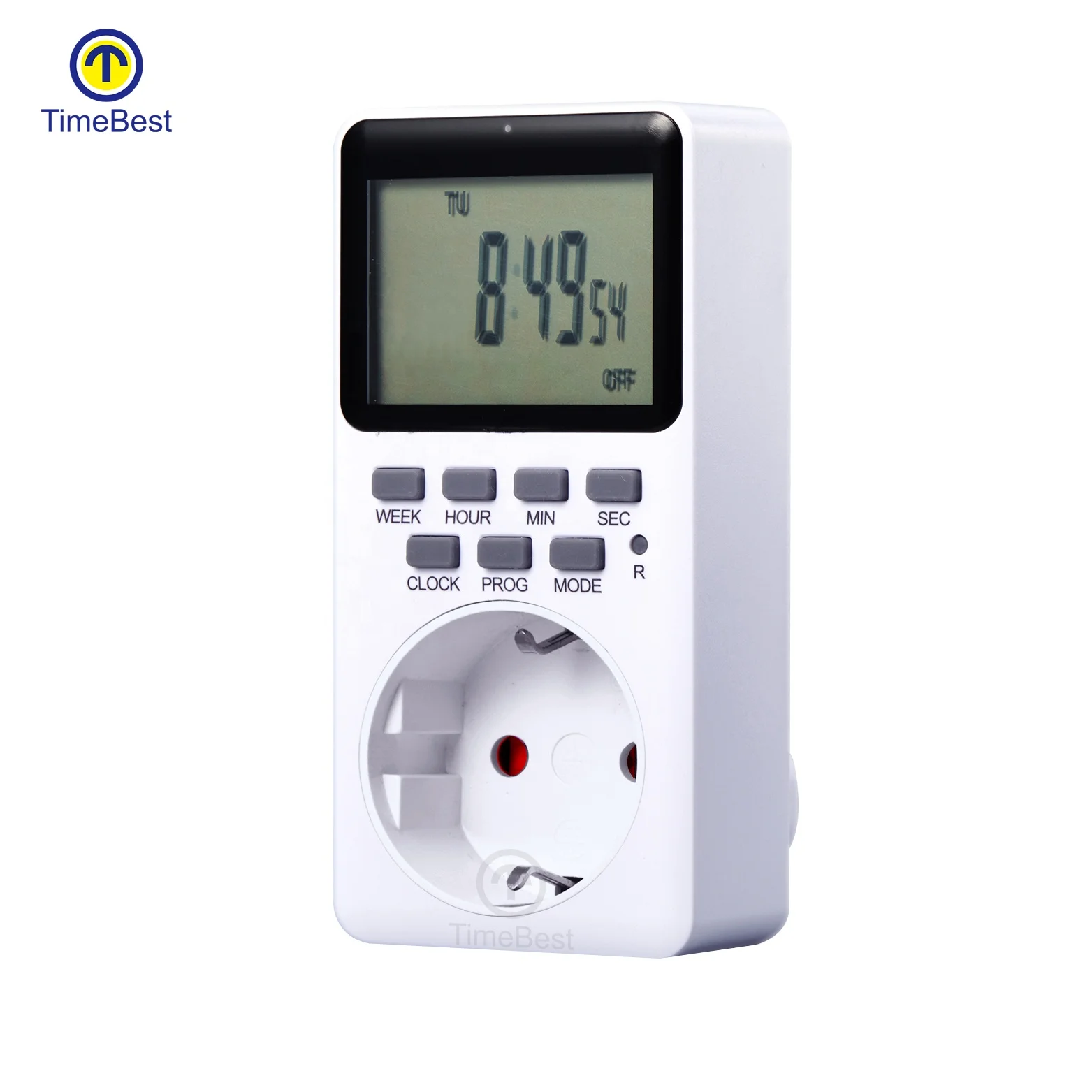 LCD 230V 16A 8ON/OFF Display Digital Timer Plug with Socket Standard Grounding with Rechargeable Battery