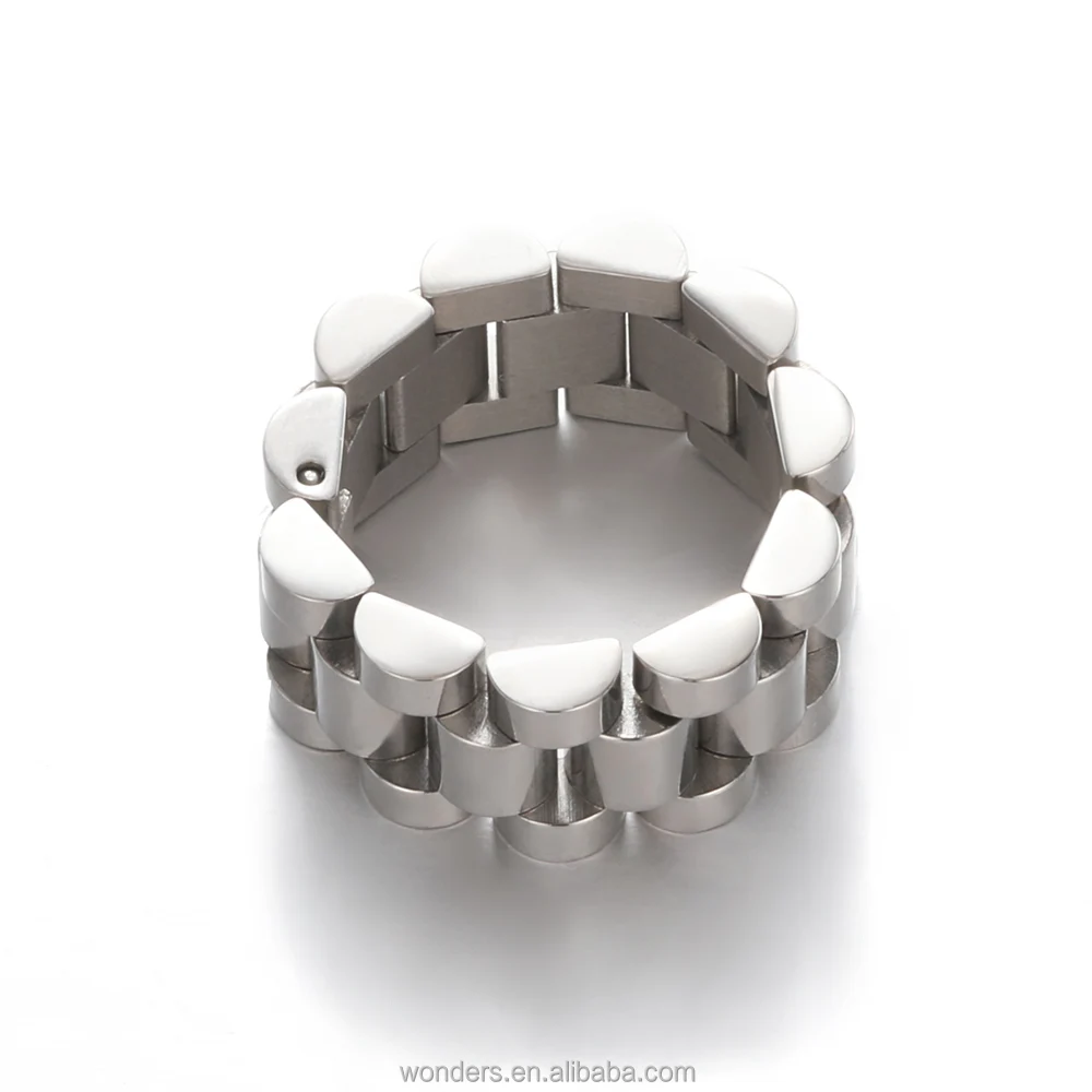 Metal Watch Band Platinum COLOR Solid Stainless Steel Watch Band Straps Rings for Men Women