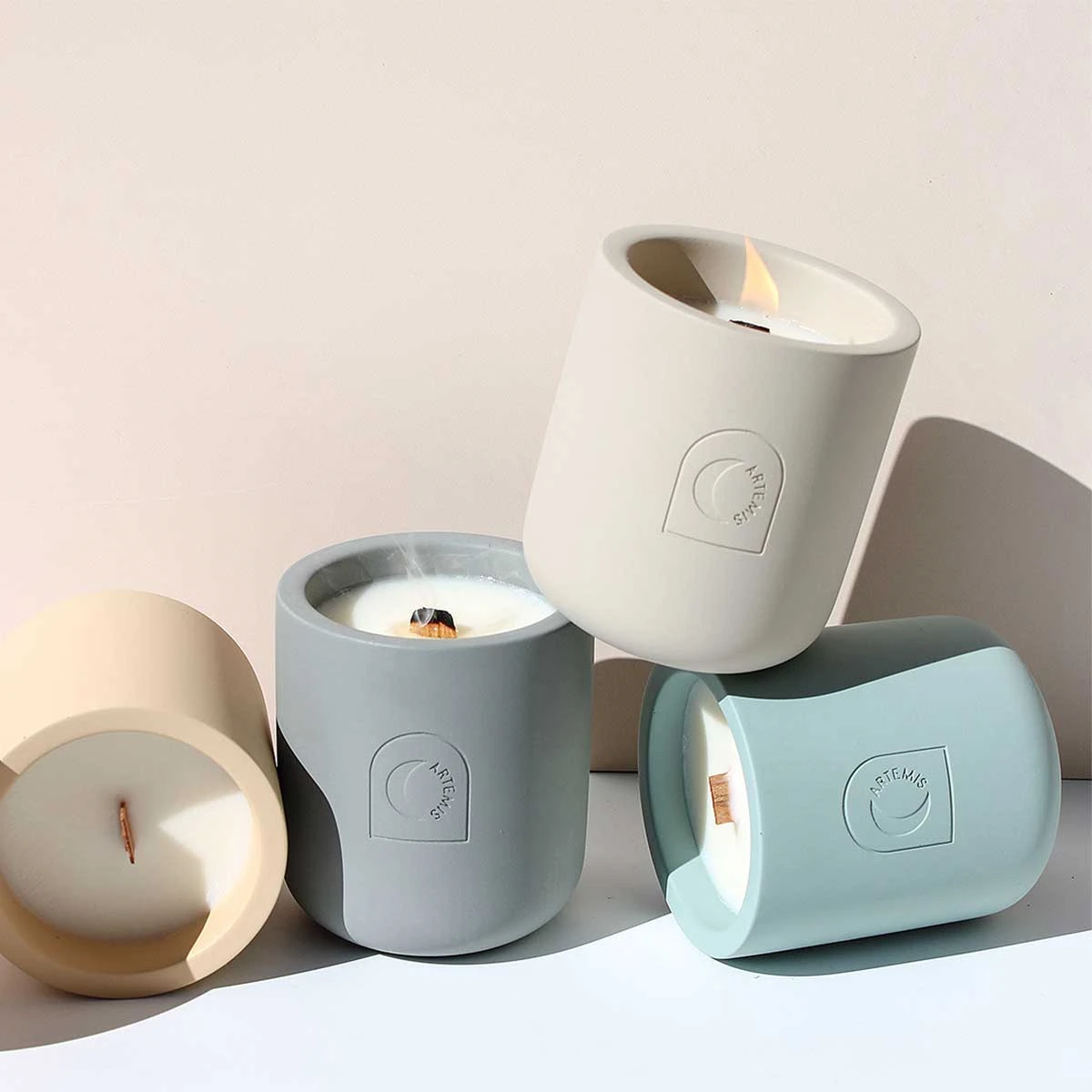 Luxurious natural soy Fashionable ceramic candle jars with essential oil reed diffuser gift set