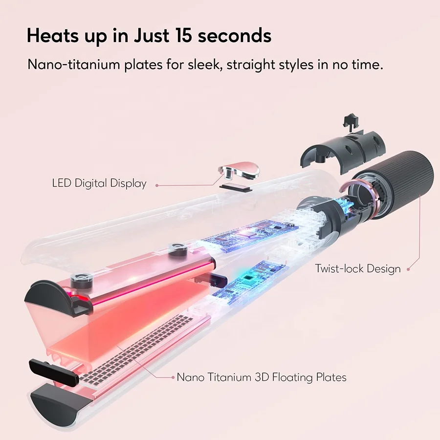 Hot sales Custom Flat Iron splanchas de cabello profesional Rose Gold 1 Step Styler 2 In 1 Hair Straightener and Curler