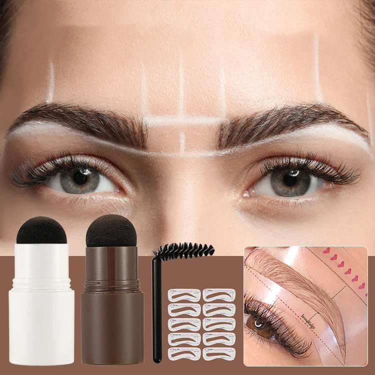 Wholesale Hair Line Shadow Powder Brow Henna Powder Private Label Eyebrow Stamp and Stencil Kit